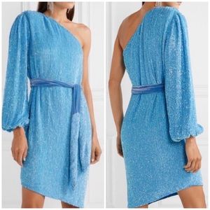 Retrofete Shy One Shoulder Sequin Dress Blue Size Small